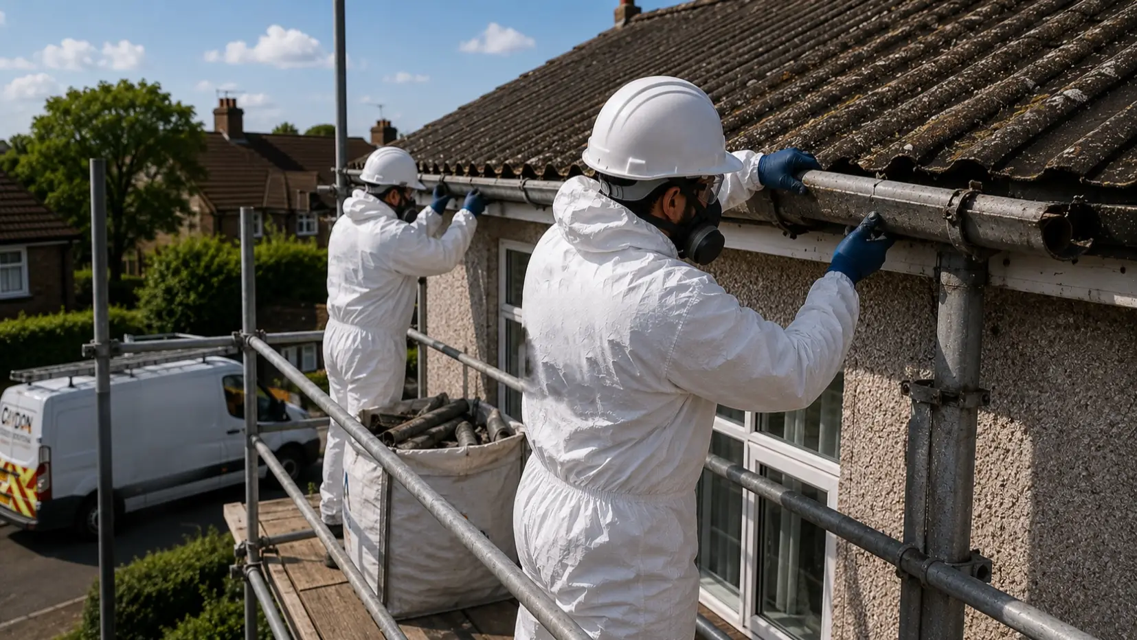 Asbestos guttering and downpipe removal