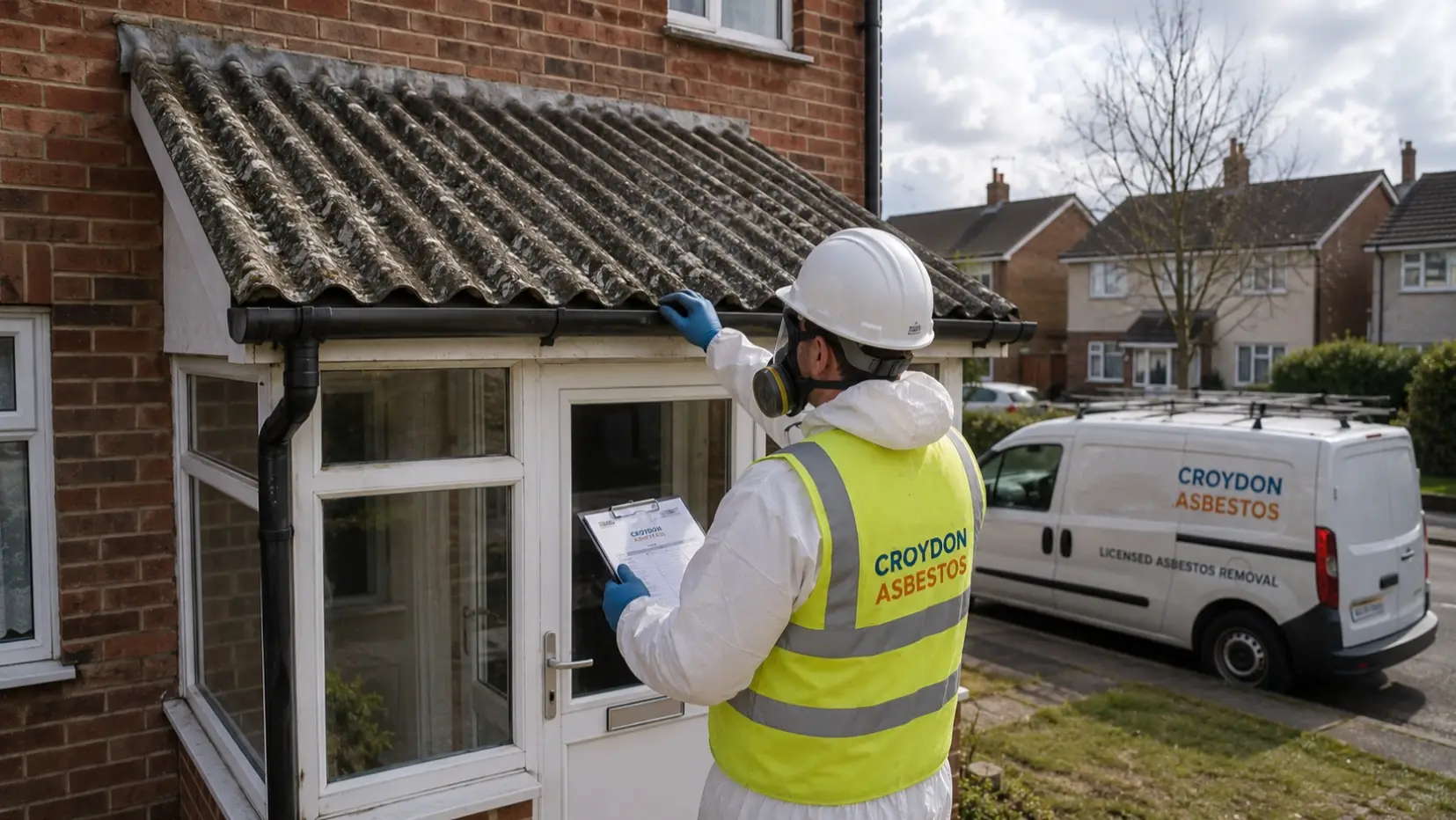 Porch roof asbestos removal service