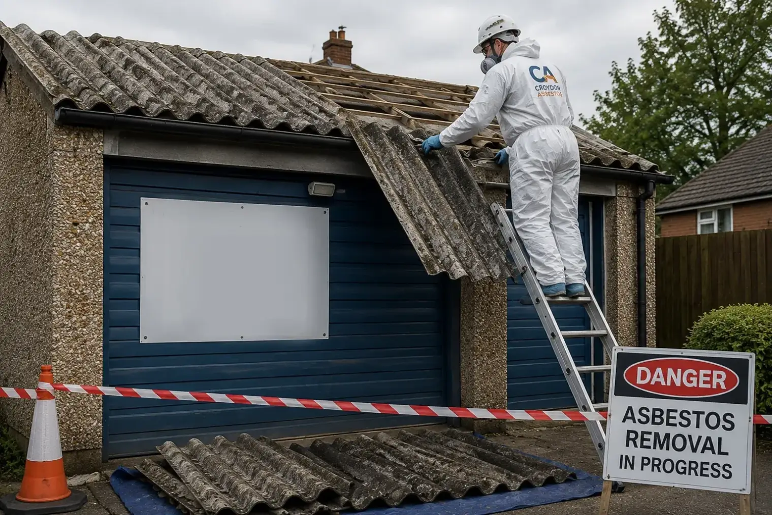 Garage roof asbestos removal service in Croydon by trained asbestos removal specialists