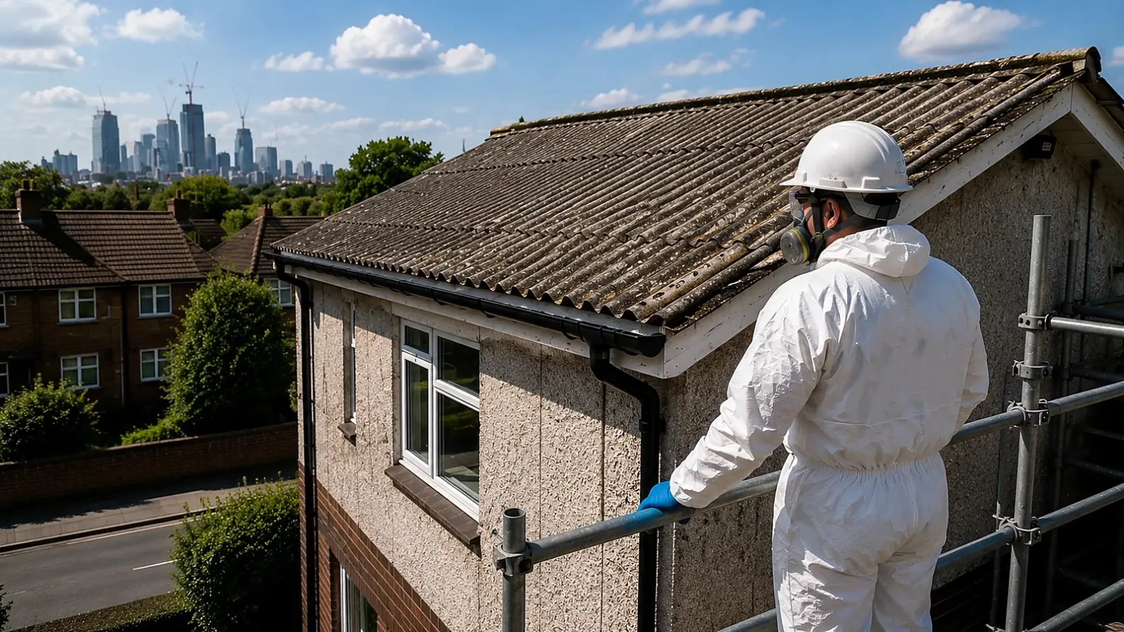 Asbestos roof removal process