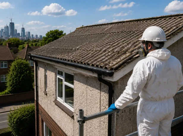 Professional asbestos roof testing and safe disposal service.